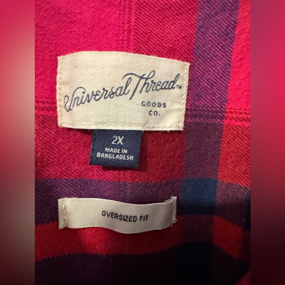Universal Thread Red and Blue Plaid Shirt 2x - Picture 4 of 6